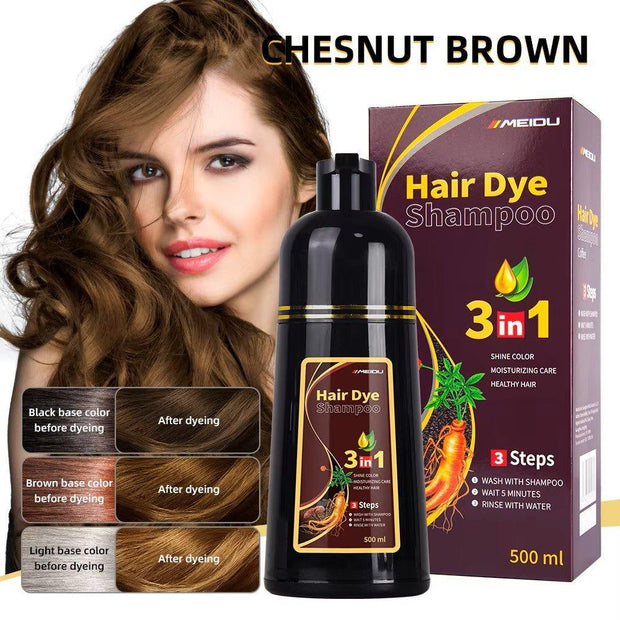 Hair Dye Shampoo Herbal 500ml Permanent Unisex Colouring UK, No Skin Stain - Herbal Hair Dye