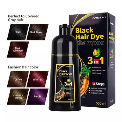 Hair Dye Shampoo Herbal 500ml Permanent Unisex Colouring UK, No Skin Stain - Herbal Hair Dye