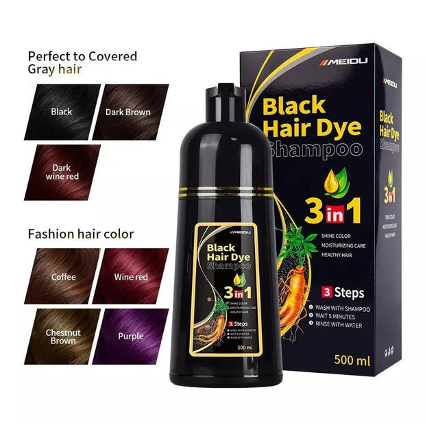 Hair Dye Shampoo Herbal 500ml Permanent Unisex Colouring UK, No Skin Stain - Herbal Hair Dye