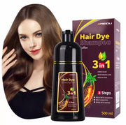 Hair Dye Shampoo Herbal 500ml Permanent Unisex Colouring UK, No Skin Stain - Herbal Hair Dye